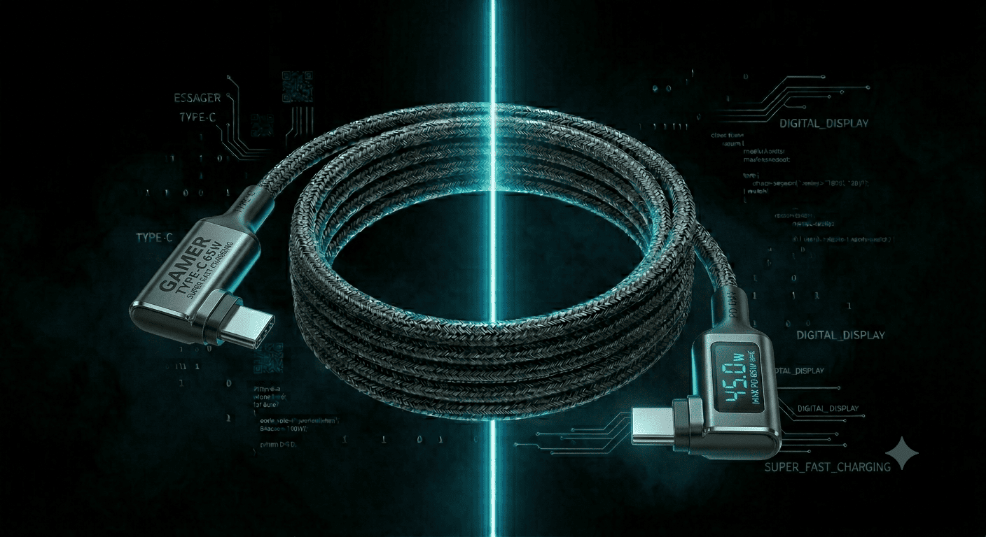 Кутовий кабель Type-C для геймерів 65W